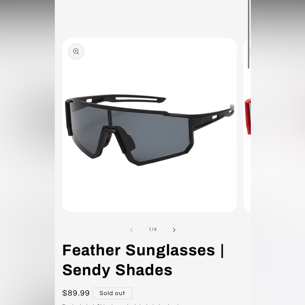 Sendy Shades Feather Sunglasses (Black) NEW Never Worn